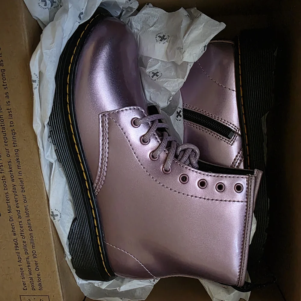 NEW Dr. Martens Shiny Pink Lavender Spark Boots Size 5